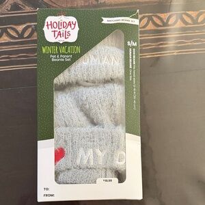 Winter Vacation Pet & Parent Beanie Set - Gray